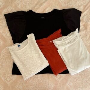 4 Old Navy T-Shirts with Flutter Sleeves and Smocked Sz XL